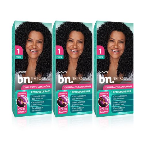 Kit Tonalizante Preto 1.0 Sem Amônia 90g (3 itens) | bn.Cachos